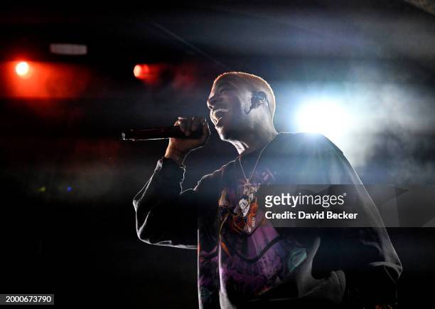 Kid Cudi performs onstage during the FanDuel Super Bowl party powered by Spotify on February 09, 2024 in Las Vegas, Nevada.