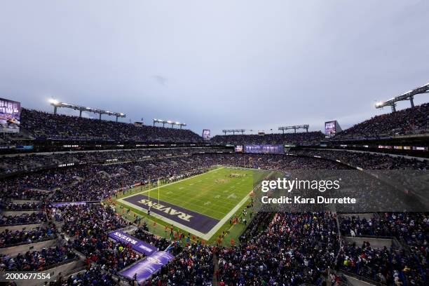 General view of M&T Bank Stadium during the AFC Championship NFL football game between the Kansas City Chiefs and Baltimore Ravens at M&T Bank...