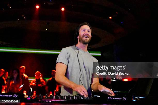 Calvin Harris performs onstage during the FanDuel Super Bowl party powered by Spotify on February 09, 2024 in Las Vegas, Nevada.