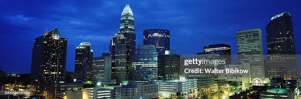 USA, North Carolina, Charlotte skyline at night