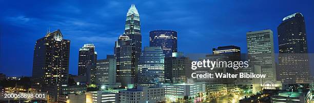 usa, north carolina, charlotte skyline at night - charlotte skyline stock pictures, royalty-free photos & images