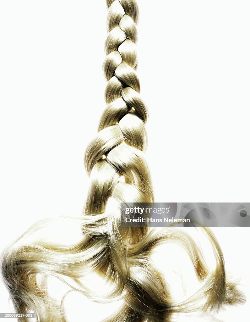 Braided blond hair, close up