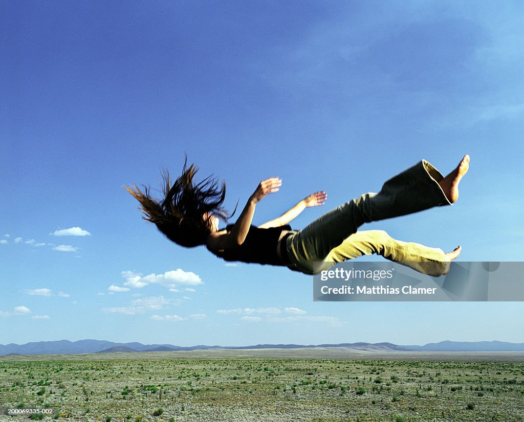 Woman falling from sky