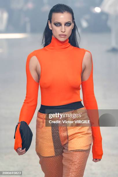 Irina Shayk walks the runway during the Helmut Lang by Peter Do Ready to Wear Fall/Winter 2024-2024 fashion show as part of the New York Fashion Week...
