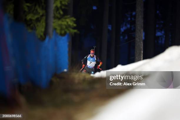 Benedikt Doll of Germany competes during the IBU World Championships Biathlon on February 10, 2024 in Nove Mesto na Morave, Czech Republic.