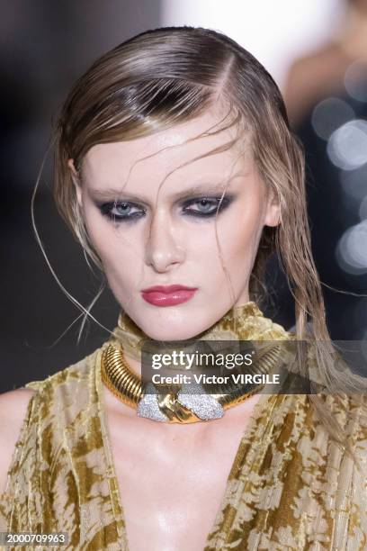 Model walks the runway during the Prabal Gurung Ready to Wear Fall/Winter 2024-2024 fashion show as part of the New York Fashion Week on February 9,...