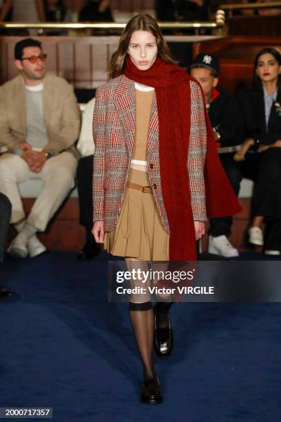 Model walks the runway during the Tommy Hilfiger Ready to Wear Fall/Winter 2024-2024 fashion show as part of the New York Fashion Week on February 9,...