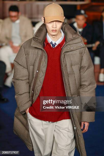 Model walks the runway during the Tommy Hilfiger Ready to Wear Fall/Winter 2024-2024 fashion show as part of the New York Fashion Week on February 9,...