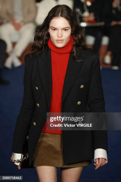 Model walks the runway during the Tommy Hilfiger Ready to Wear Fall/Winter 2024-2024 fashion show as part of the New York Fashion Week on February 9,...