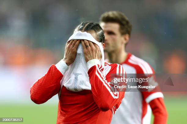 Leroy Sane of Bayern Munich looks dejected following the team's defeat during the Bundesliga match between Bayer 04 Leverkusen and FC Bayern München...