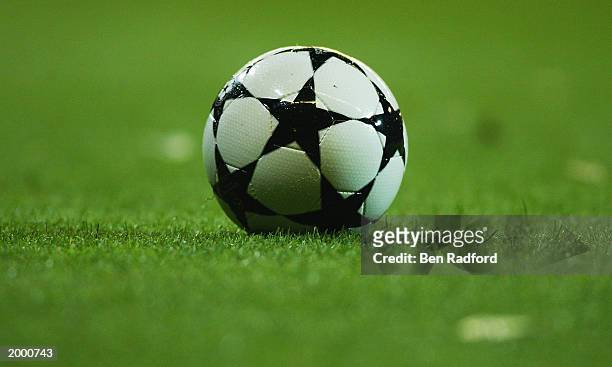 View of the adidas UEFA Champions league ball during the Champion's League Semi Final between Real Madrid and Juventus on May 6, 2003 at the Bernabeu...