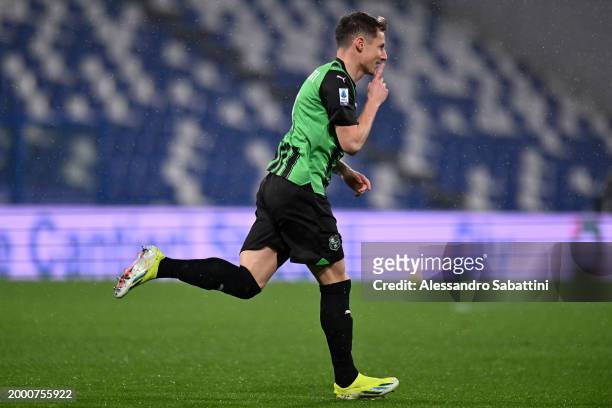 Andrea Pinamonti of US Sassuolo celebrates after scoring the opening goal during the Serie A TIM match between US Sassuolo and Torino FC - Serie A...