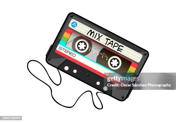 cassette audio tape illustration - personal stereo stock pictures, royalty-free photos & images