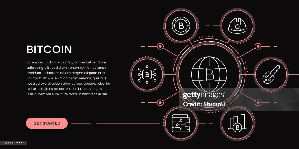 Bitcoin Web Banner with Infographic
