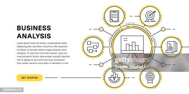 business analysis web banner with infographic - organization chart collaborative stock illustrations