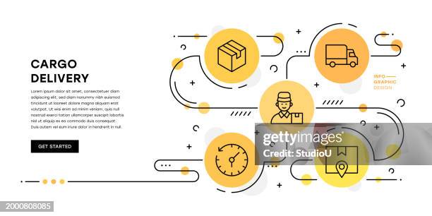 cargo delivery infographic template - delivery van studio stock illustrations