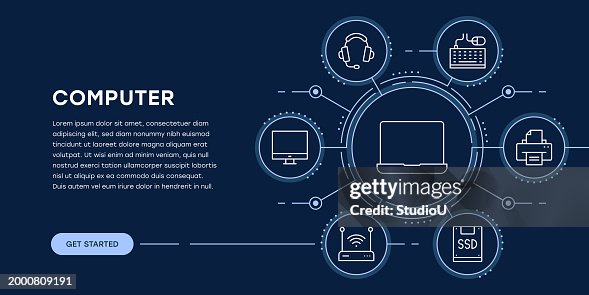 Computer Web Banner with Infographic Computer Web Banner with Infographic