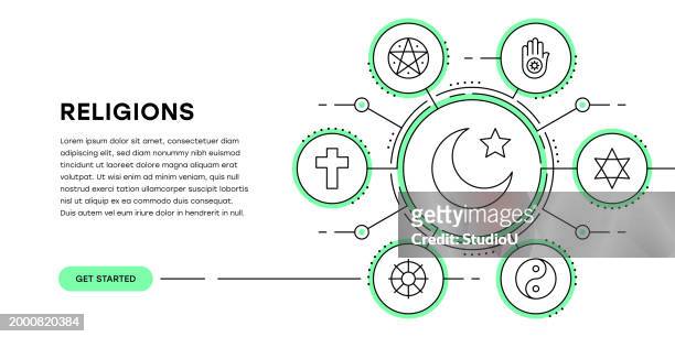 religions web banner with infographic - catholic stock illustrations