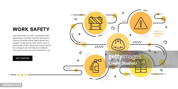 bildbanksillustrationer, clip art samt tecknat material och ikoner med work safety infographic template - skyddskläder