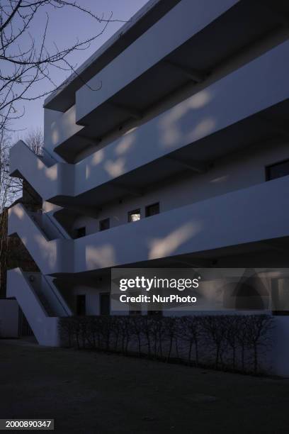 General view of the Isokon Flats, a block of apartments that is part of an experiment in minimalist living, is being shown in London, United Kingdom,...