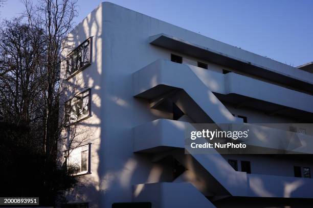 General view of the Isokon Flats, a block of apartments that is part of an experiment in minimalist living, is being shown in London, United Kingdom,...