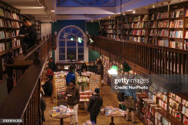 General view of the iconic Daunt Books shop in Marylebone, London, on January 28, 2024.