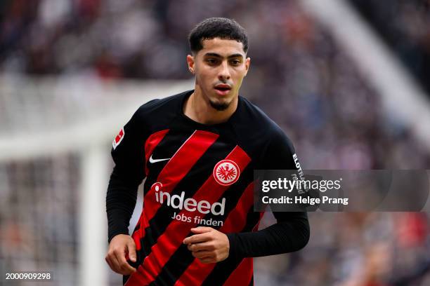 Fares Chaibi of Frankfurt looks on during the Bundesliga match between Eintracht Frankfurt and VfL Bochum 1848 at Deutsche Bank Park on February 10,...