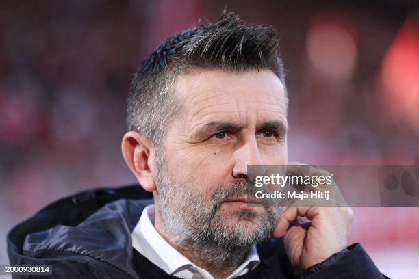 Nenad Bjelica, Head Coach of 1.FC Union Berlin looks on prior to the Bundesliga match between 1. FC Union Berlin and VfL Wolfsburg at An der Alten...