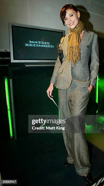 Chloe Maxwell arrives at the Australian premiere of "The Matrix Reloaded" at Fox Studios May 15, 2003 in Sydney, Australia.