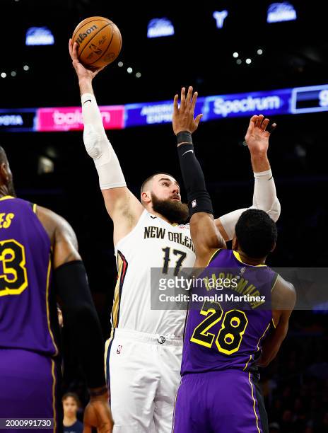 Jonas Valanciunas of the New Orleans Pelicans in the second half at Crypto.com Arena on February 09, 2024 in Los Angeles, California. NOTE TO USER:...