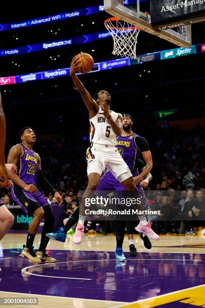 Herbert Jones of the New Orleans Pelicans in the second half at Crypto.com Arena on February 09, 2024 in Los Angeles, California. NOTE TO USER: User...