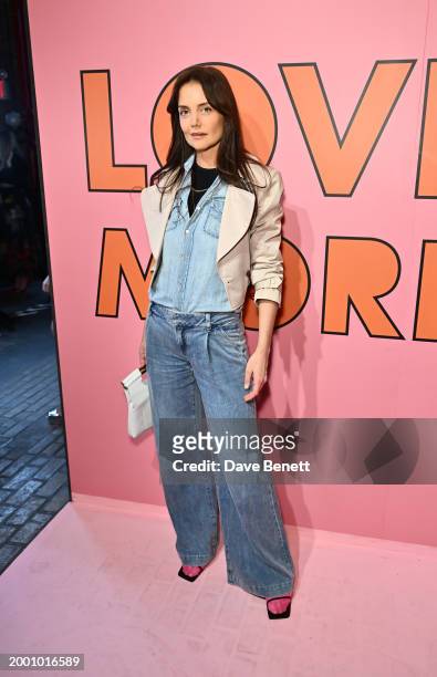 Katie Holmes attends the alice + olivia By Stacey Bendet presentation during February 2024 New York Fashion Week at Highline Stages on February 10,...