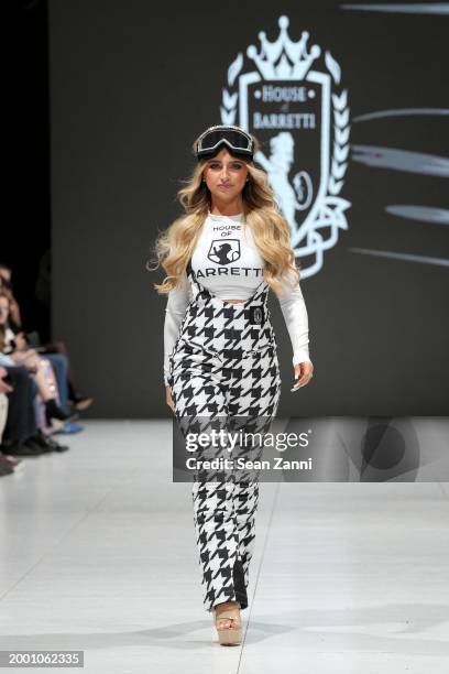 Designer Isabella Barrett walks the runway wearing House of Barretti during the House Of Barretti Billionaire Barbie Runway Show at West Edge on...