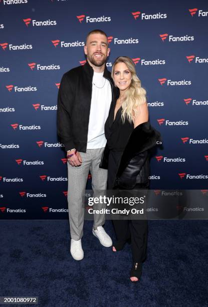 Zach Ertz and Julie Ertz attend Michael Rubin’s 2024 Fanatics Super Bowl Party at the Marquee Nightclub at The Cosmopolitan of Las Vegas on February...