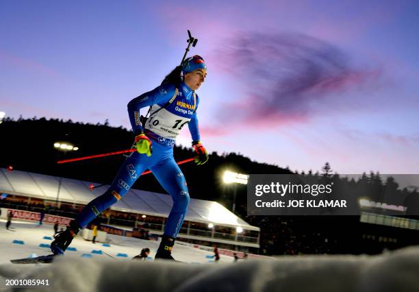 Italy's Lisa Vittozzi competes during the women's 15 km individual event of the IBU Biathlon World Championships in Nove Mesto, Czech Republic on...