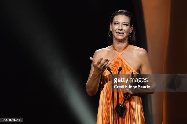 Anna Torv accepts the AACTA Award for Best Lead Actress in a Drama for The Newsreader during the 2024 AACTA Awards Presented By Foxtel Group at HOTA...