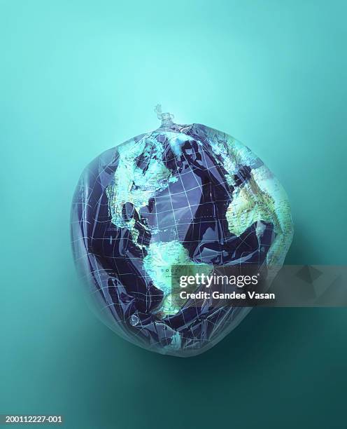 deflated inflatable globe, close-up (digitally enhanced) - miss world stock pictures, royalty-free photos & images