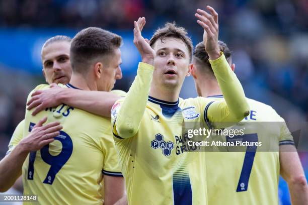 Mads Frøkjær-Jensen of Preston North End applauds the supporters during the Sky Bet Championship match between Cardiff City and Preston North End at...