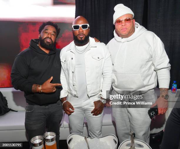 Chris Atlas, Jeezy and Shawn Pecas attend The Official Big Game Weekend Friday at Sahara Las Vegas on February 9, 2024 in Las Vegas, Nevada.