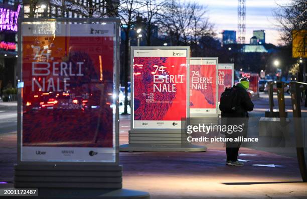 February 2024, Berlin: Posters on Potsdamer Strasse announce the 74th Berlinale. The International Film Festival takes place from February 15 to 25....