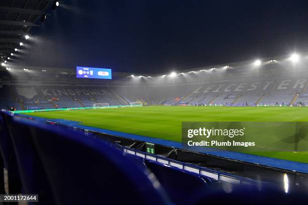 Rain falls inside King Power Stadium before the Sky Bet Championship match between Leicester City and Sheffield Wednesday at King Power Stadium on...