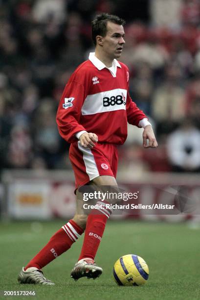 Szilard Nemeth of Middlesbrough on the ball during the Premier League match between Middlesbrough and Everton at Riverside Stadium on January 16,...