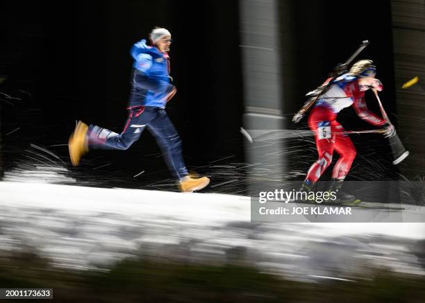 Austria's Lisa Theresa Hauser competes during the women's 15 km individual event of the IBU Biathlon World Championships in Nove Mesto, Czech...
