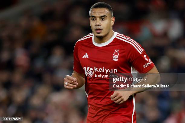 Murillo of Nottingham Forest running during the Premier League match between Nottingham Forest and Arsenal FC at City Ground on January 30, 2024 in...