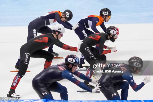 Teun Boer of The Netherlands, Friso Emons of The Netherlands, Felix Roussel of Canada, Steven Dubois of Canada, Marcus Howard of USA, Andrew Heo of...