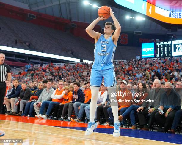 North Carolina Tar Heels Guard Cormac Ryan shoots a three point jump shot during the first half of the College Basketball game between the North...