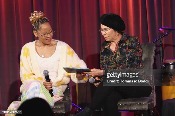 Kori Withers and Marcia Withers on stage during the Family Time: Grandma's Hands at GRAMMY Museum L.A. Live on February 10, 2024 in Los Angeles,...
