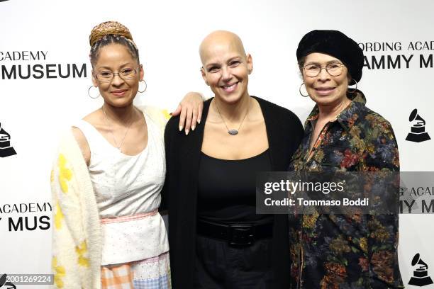 Kori Withers, Rita George and Marcia Withers attend the Family Time: Grandma's Hands at GRAMMY Museum L.A. Live on February 10, 2024 in Los Angeles,...