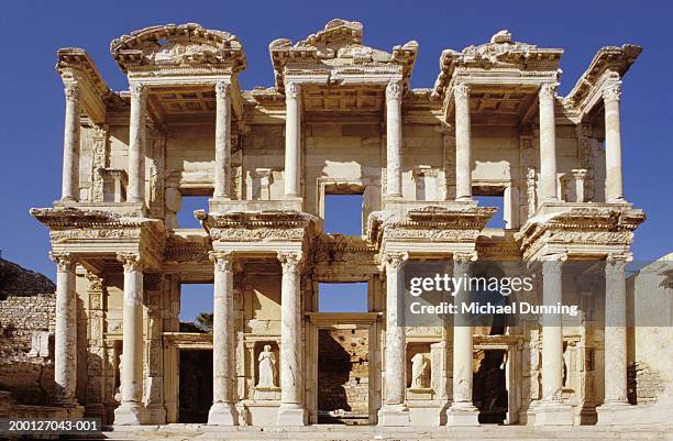 turkey, kusadasi, ephesus, library of celsus - ephesus stock pictures, royalty-free photos & images