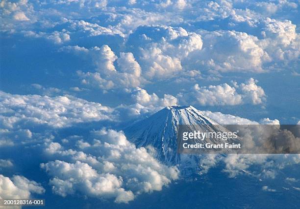 japan, yamanashi, mount fuji, aerial view - mt fuji stock pictures, royalty-free photos & images